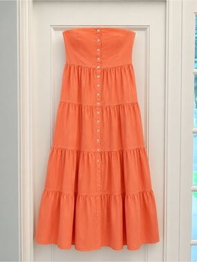 Staud Coral Strapless Tiered Maxi Dress